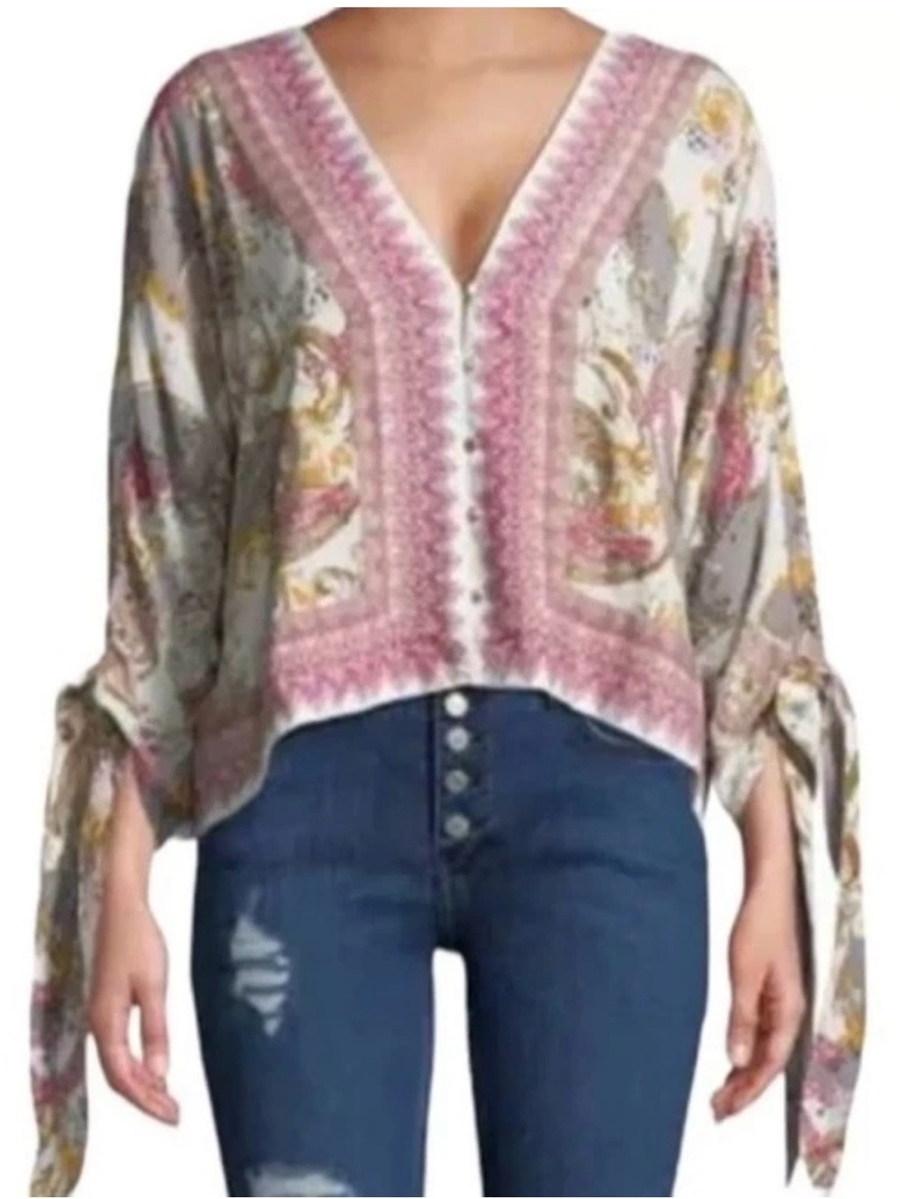Free People Catch Me If You Can Floral Boho Top Size Small